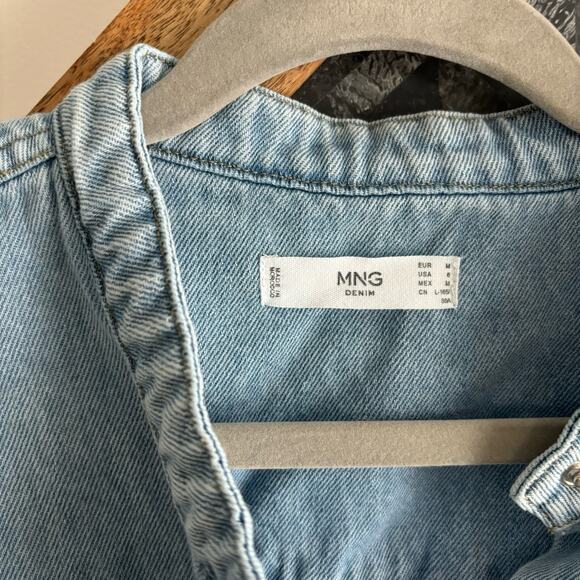 Mango Puff Sleeve Denim Top Shacket - Picture 5 of 10